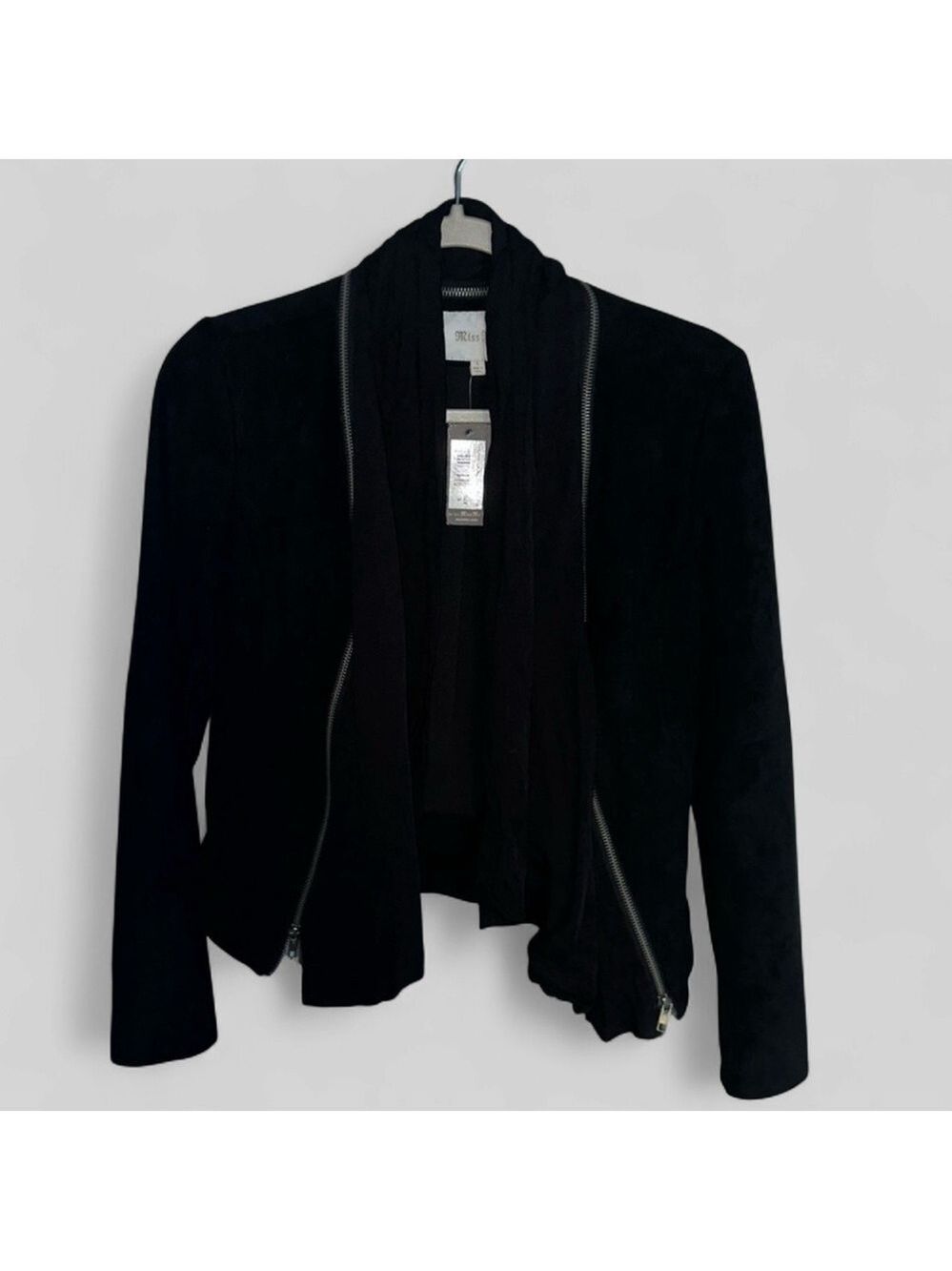 Miss Me-Faux Suede moto jacket-black-size S -NWT
